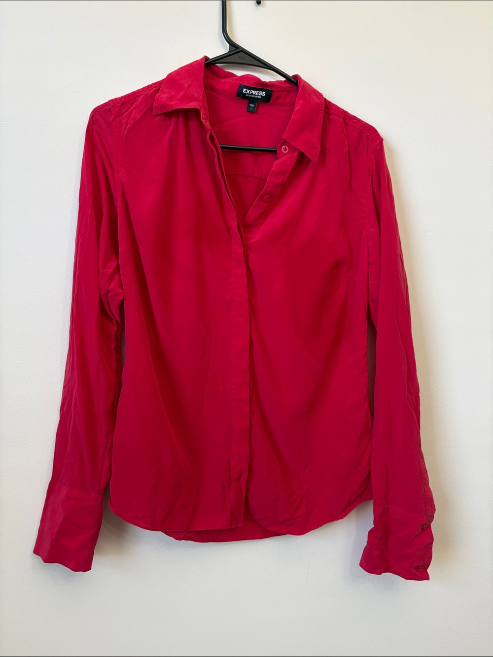 Express Women's Bright Red Button-Down Shirt